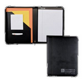 Contrast Stitch Leather Zipper Padfolio (Black)